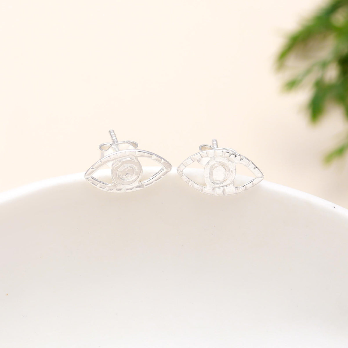 The Silver Guardian: Sterling Silver Evil Eye Stud Earrings