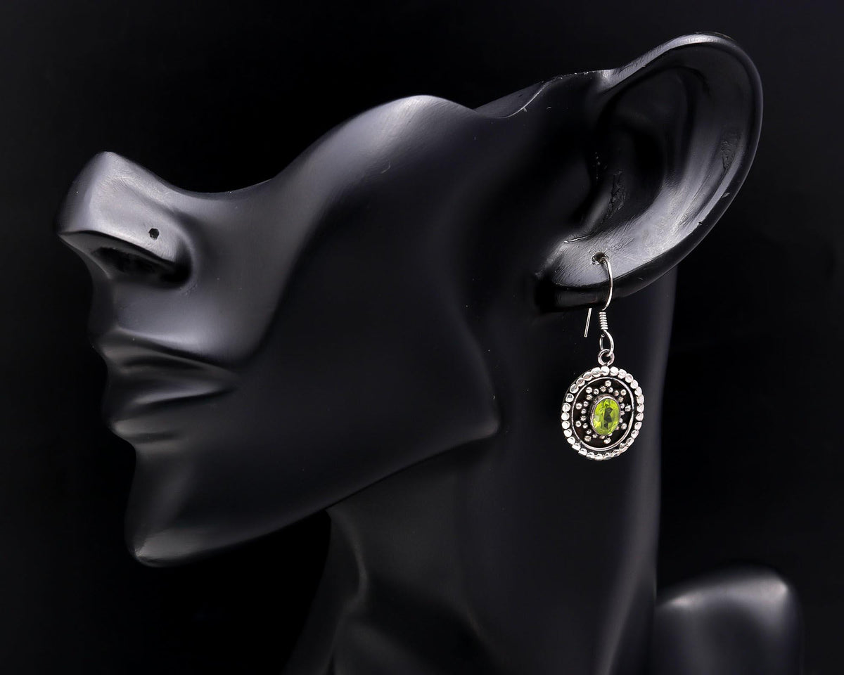 925 Sterling Silver Vintage Peridot Dangle Earrings