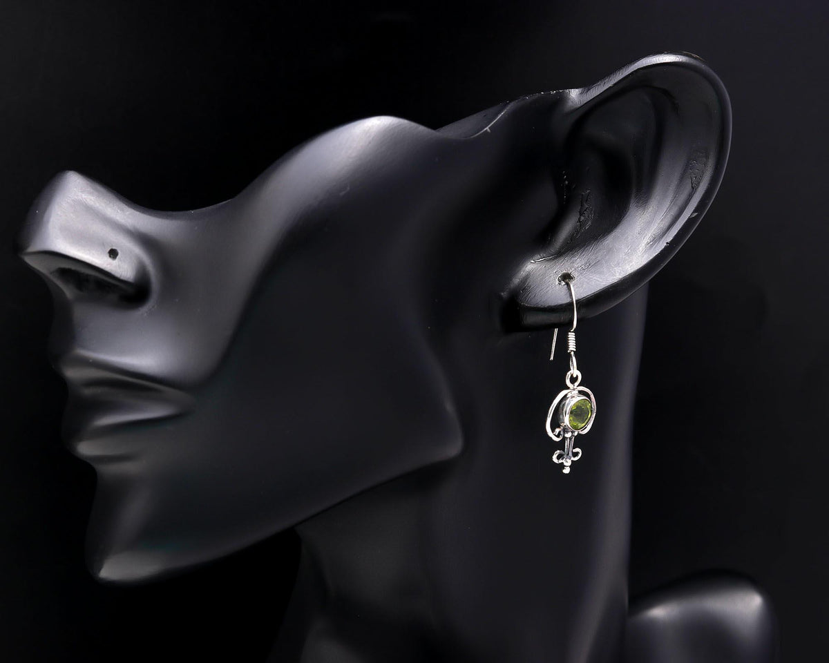 925 Sterling Silver Peridot Victorian Filigree Dangle Earrings