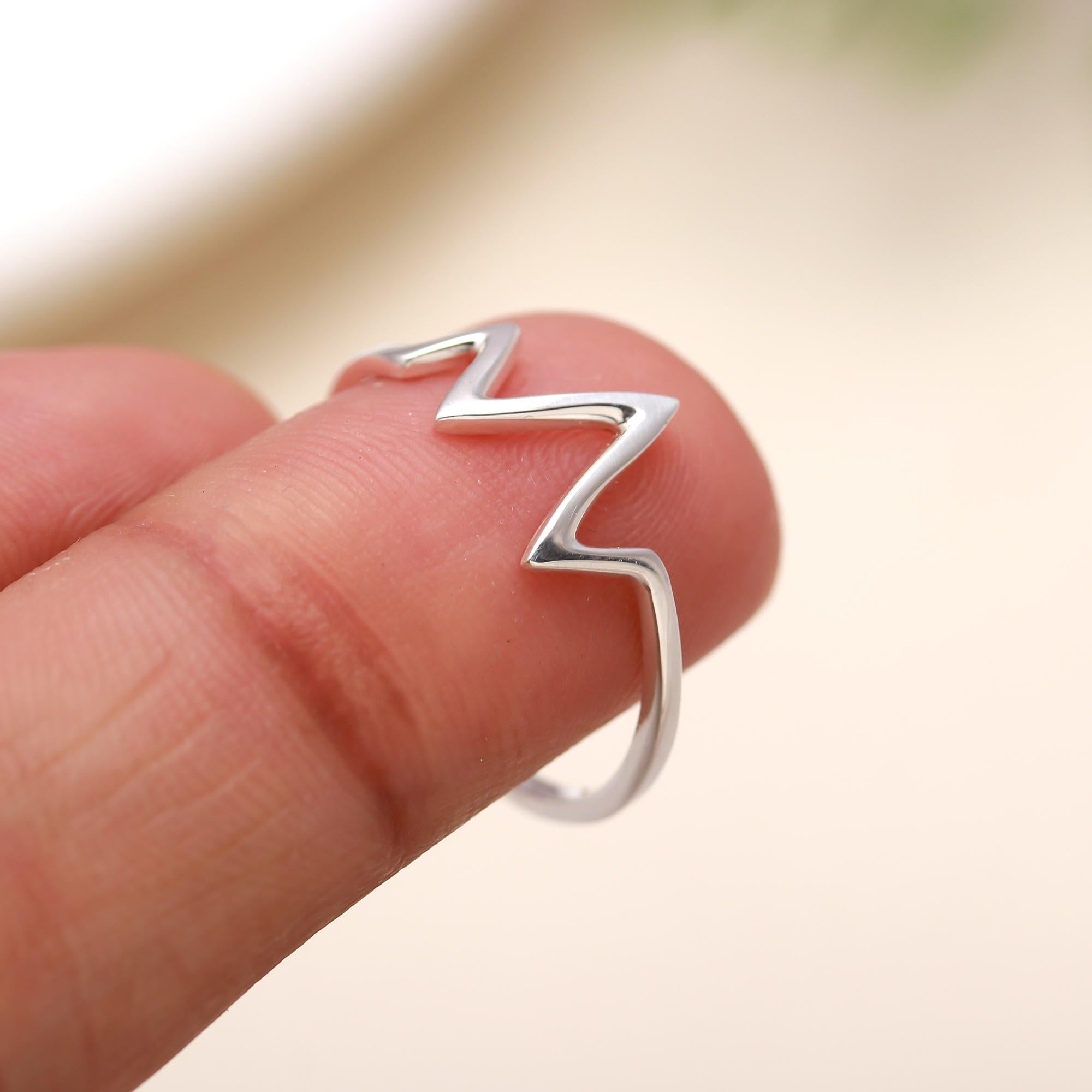 Sterling Silver Minimalist Heartbeat Ring