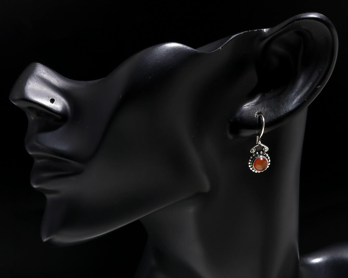 925 Sterling Silver Carnelian Vintage Boho Dangle Earrings