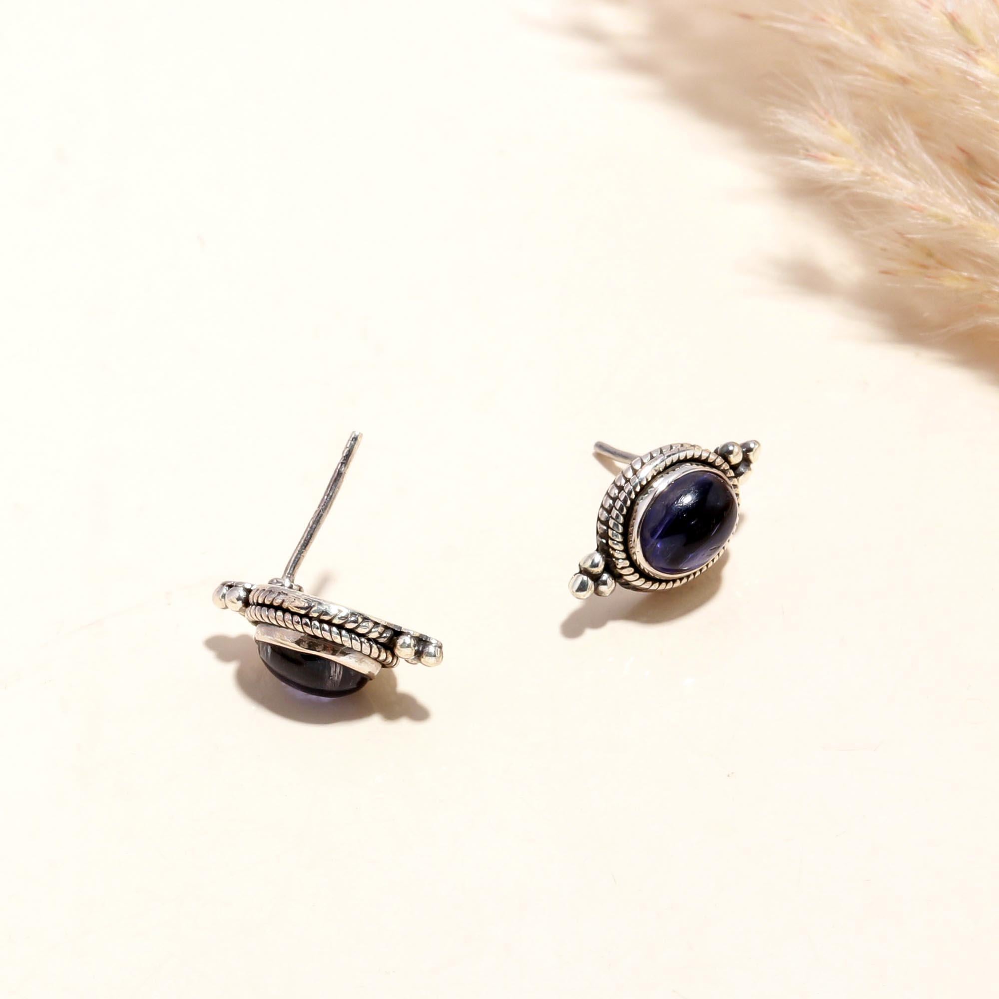925 Sterling Silver Amethyst Vintage-Inspired Stud Earrings