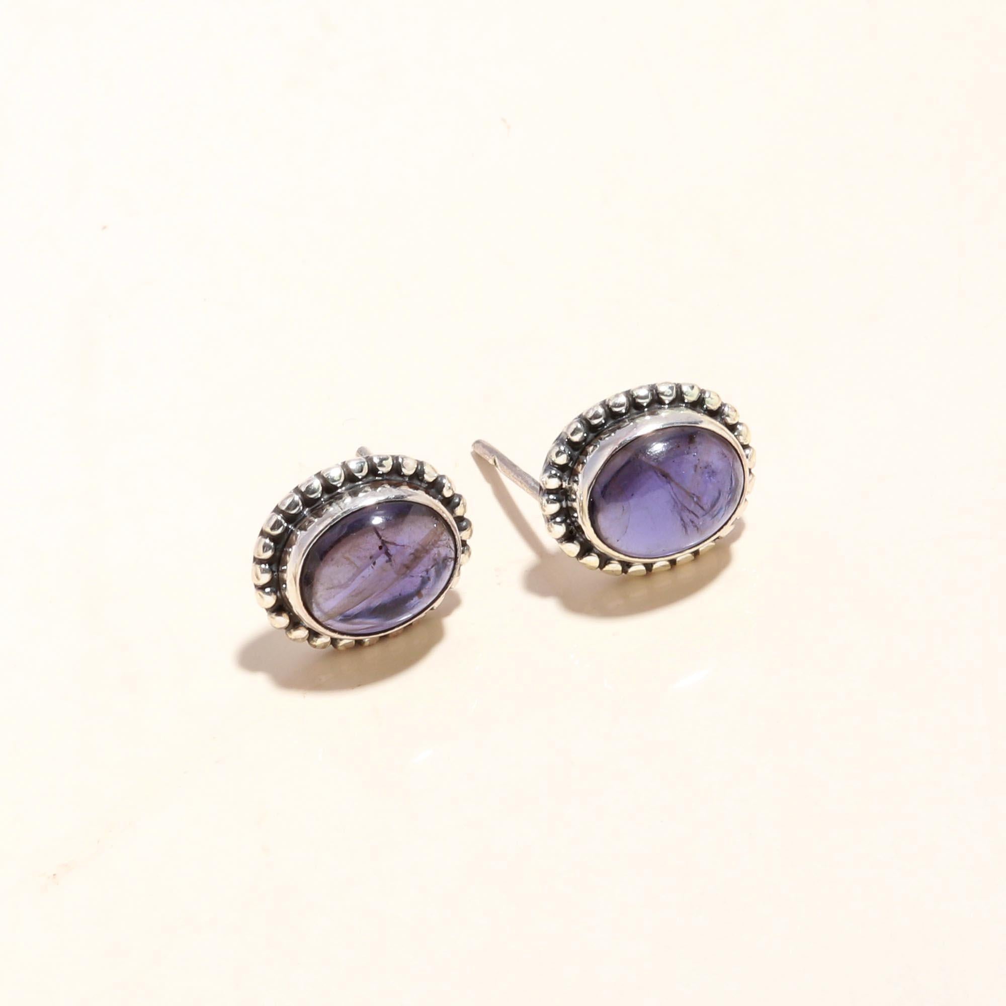 925 Sterling Silver Amethyst Vintage Stud Earrings