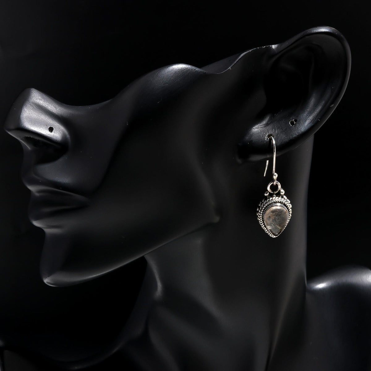925 Sterling Silver Rutilated Quartz Boho Dangle Earrings