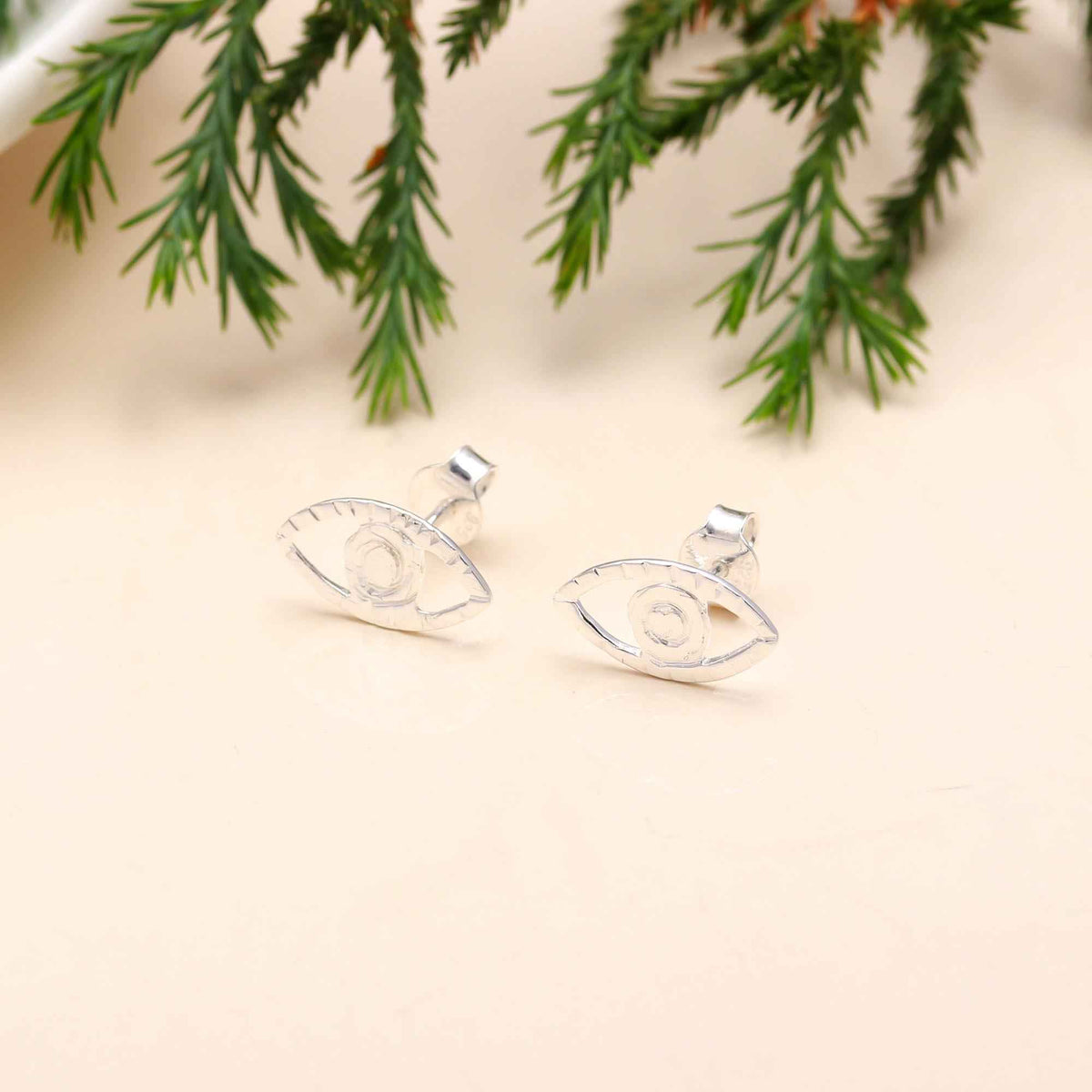 The Silver Guardian: Sterling Silver Evil Eye Stud Earrings