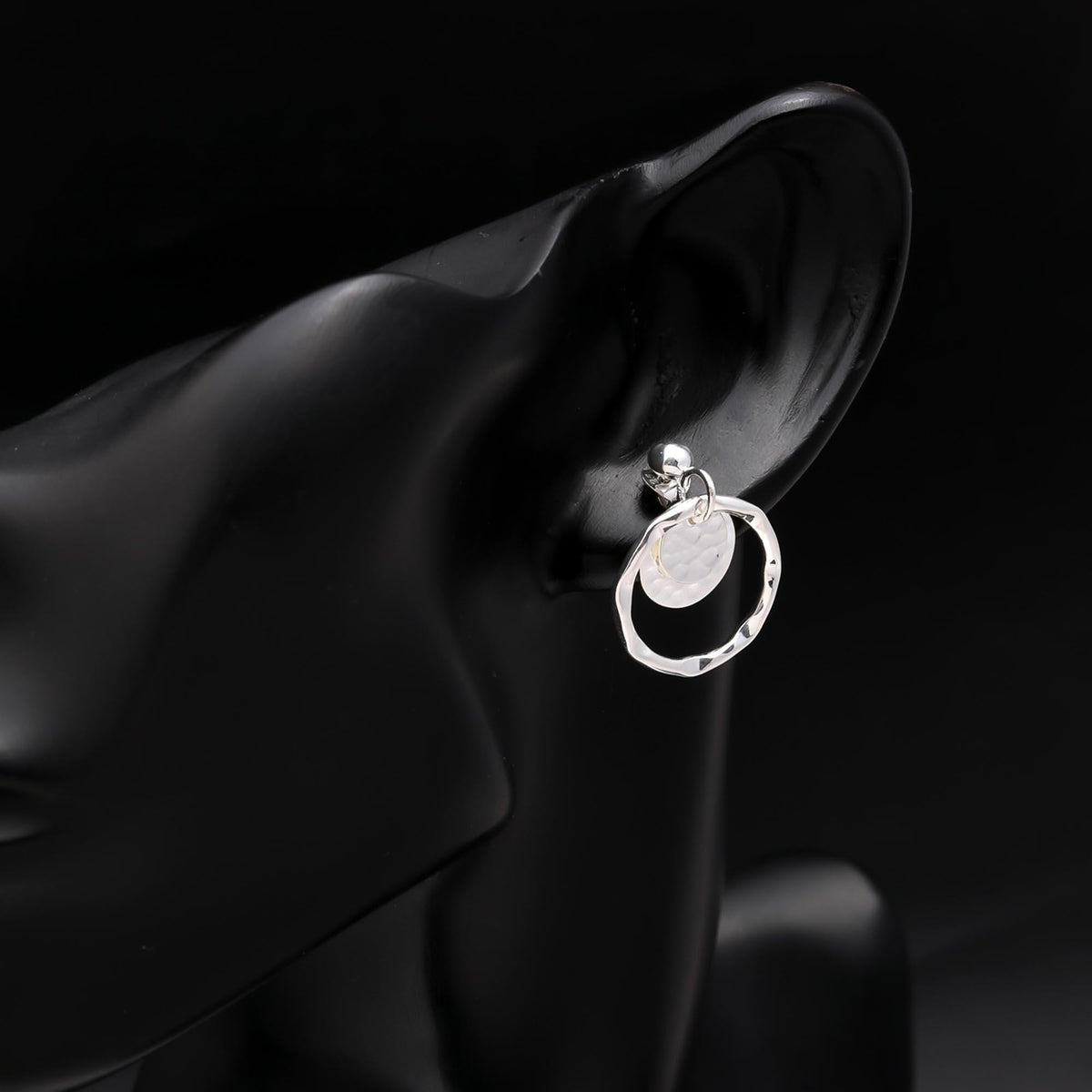 925 Sterling Silver Textured Circle Dangle Earrings