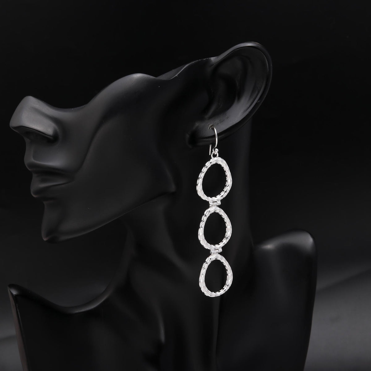 925 Sterling Silver Multi-Oval Dangle Earrings