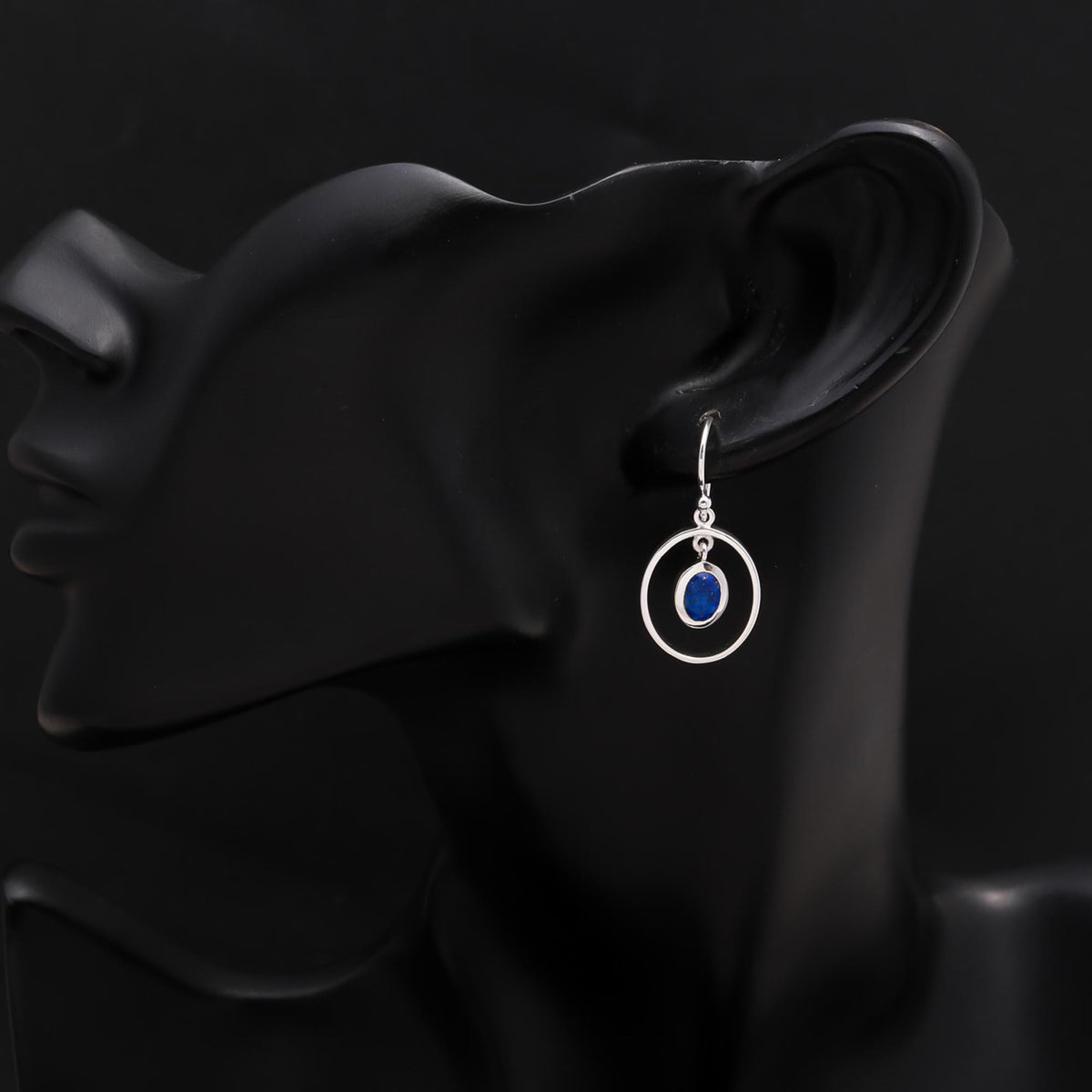 925 Sterling Silver Lapis Lazuli Dangle Earrings