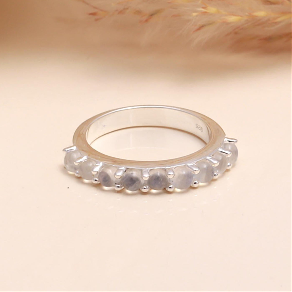 925 Sterling Silver Moonstone Eternity Band Ring