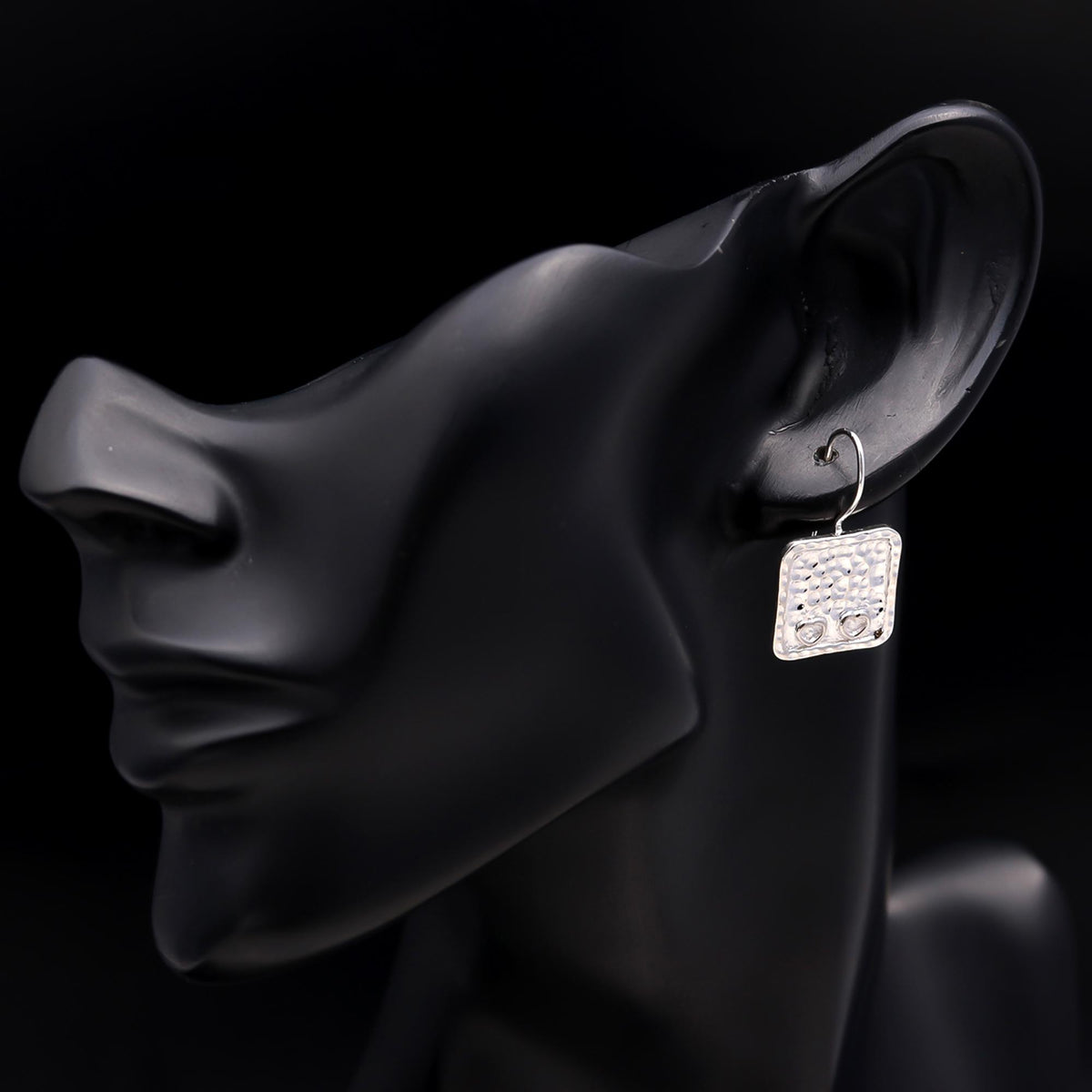 925 Silver Textured Square Earrings