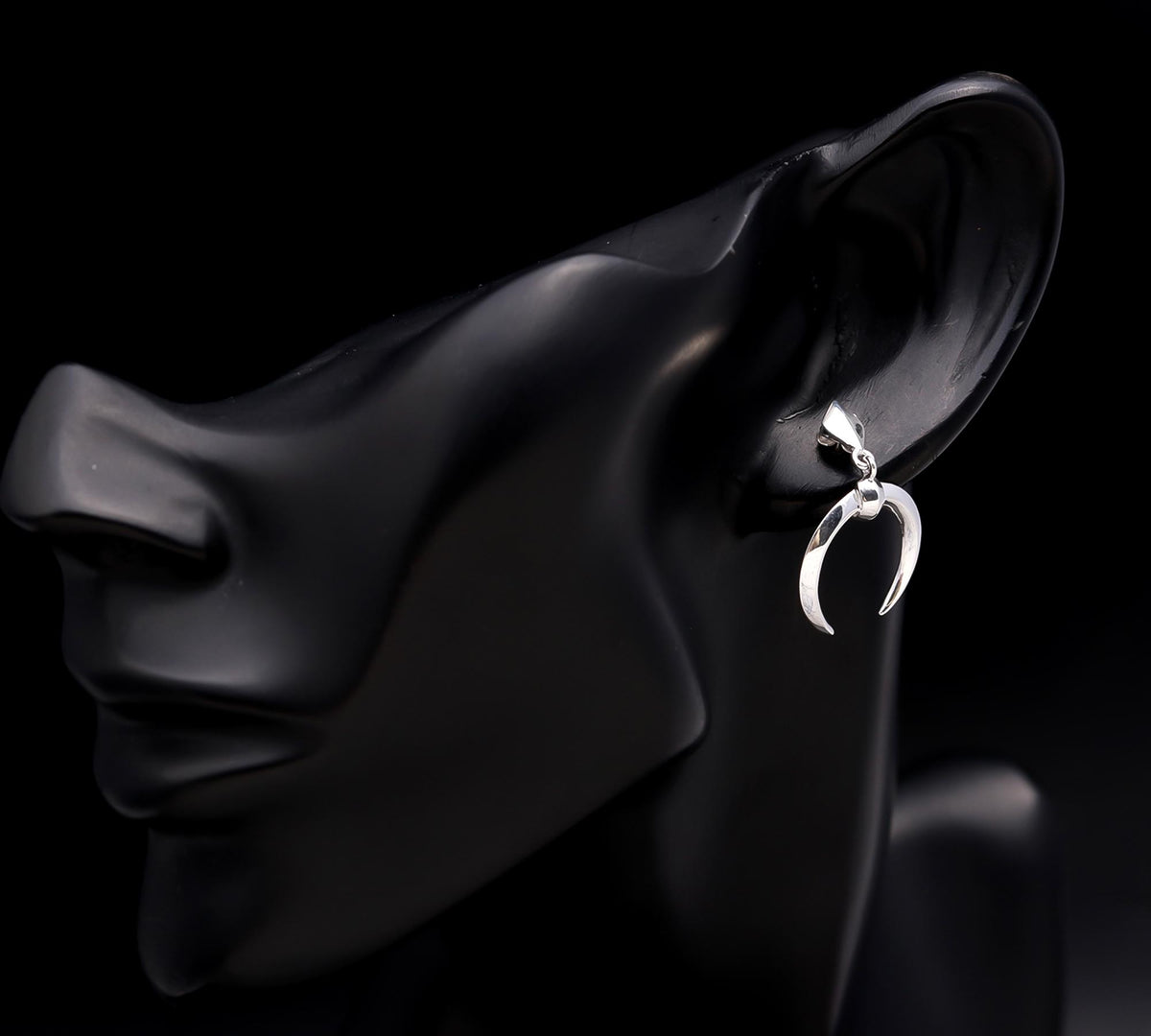 925 Silver Crescent Horn Drop Earrings