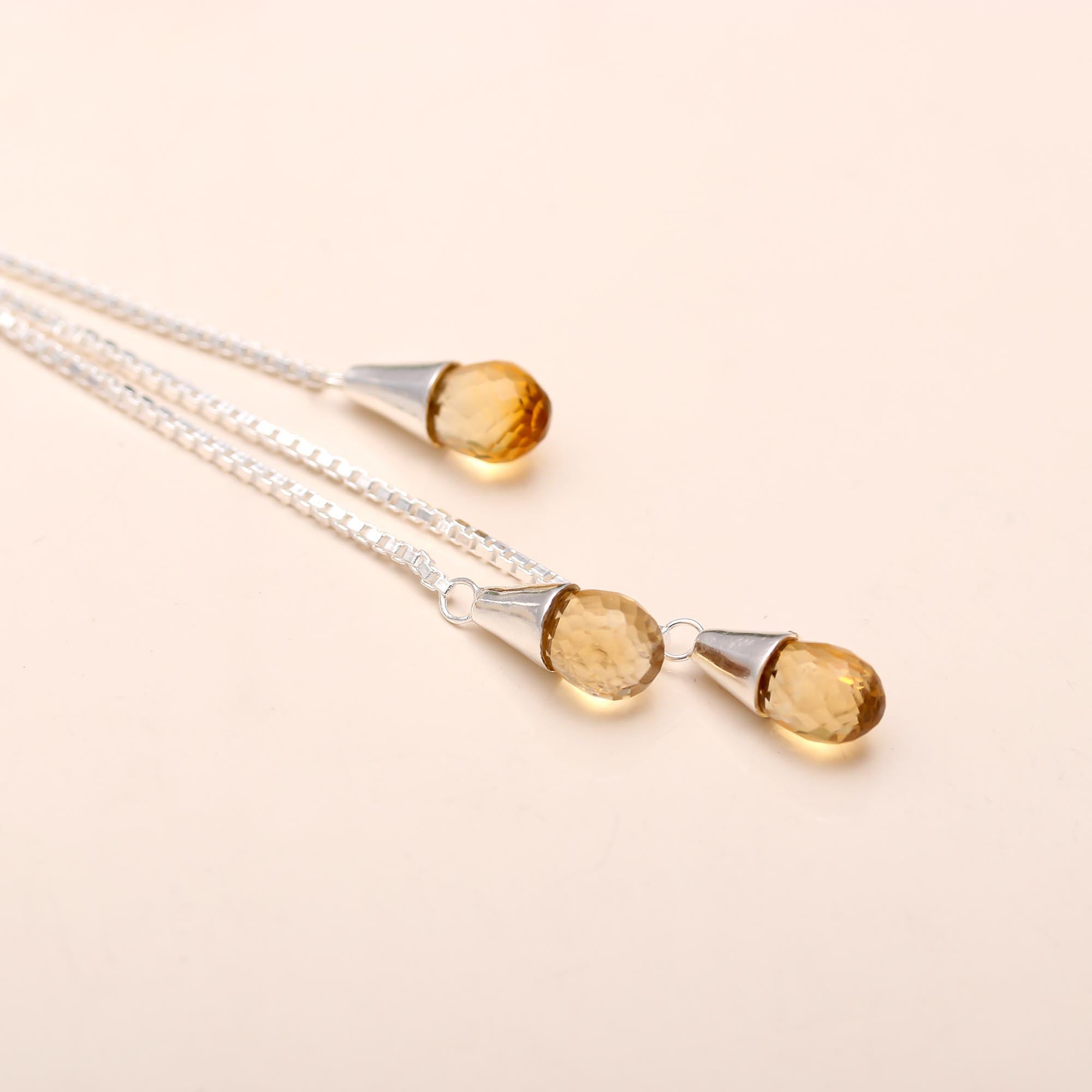 The Golden Fringe: Citrine & Silver Tassel Necklace