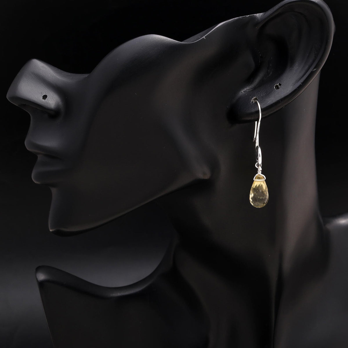 925 Silver Citrine Teardrops Dangle Earrings