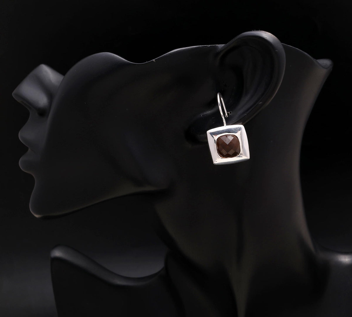 925 Silver Smoky Quartz Dangle Earrings