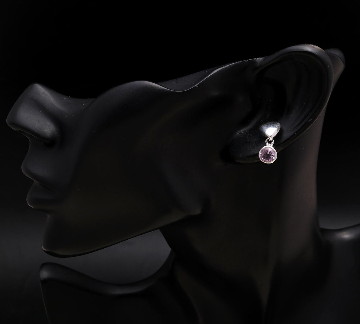 925 Silver Triangle Top Amethyst Drop Earrings