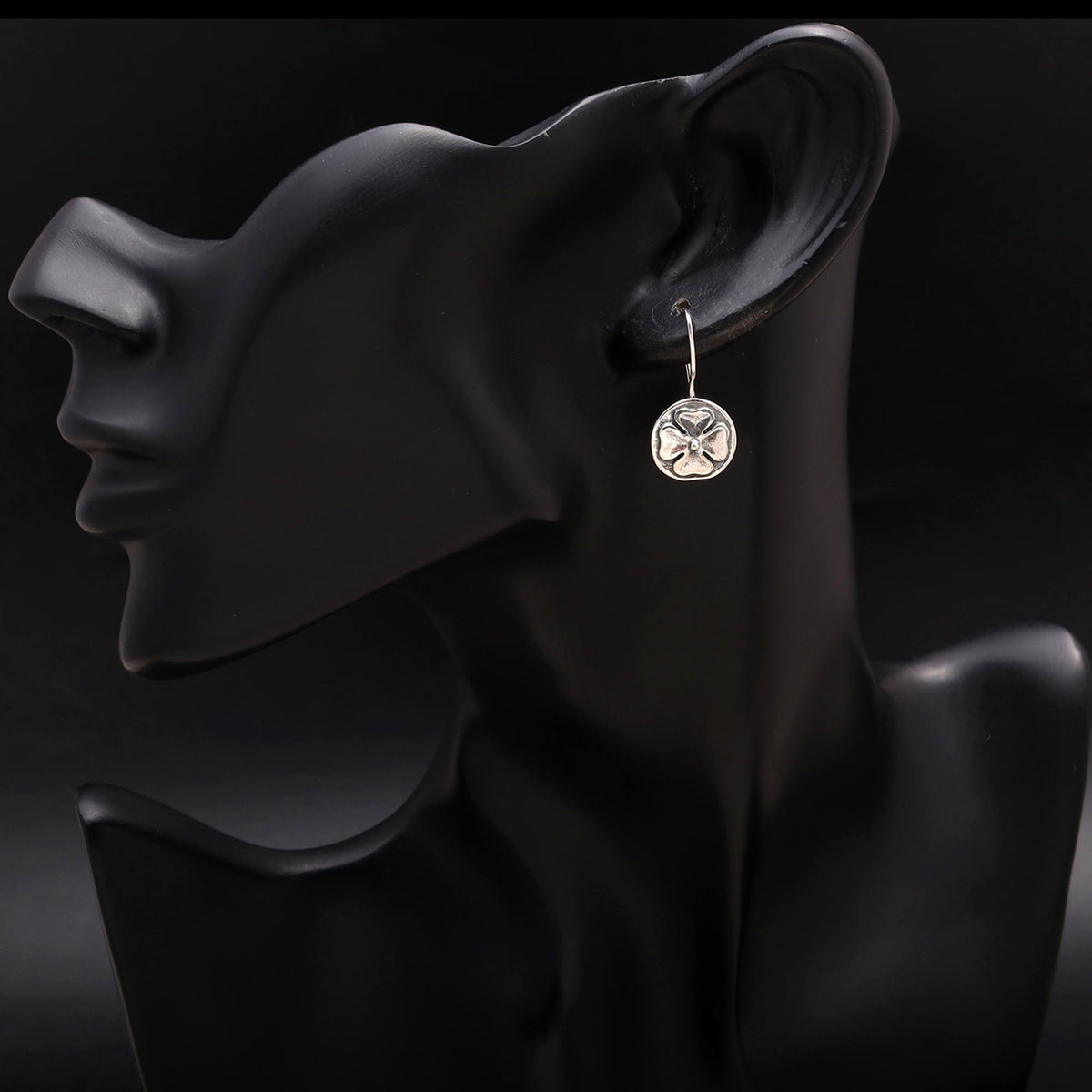 925 Silver Four-Leaf Clover Dangle Earrings