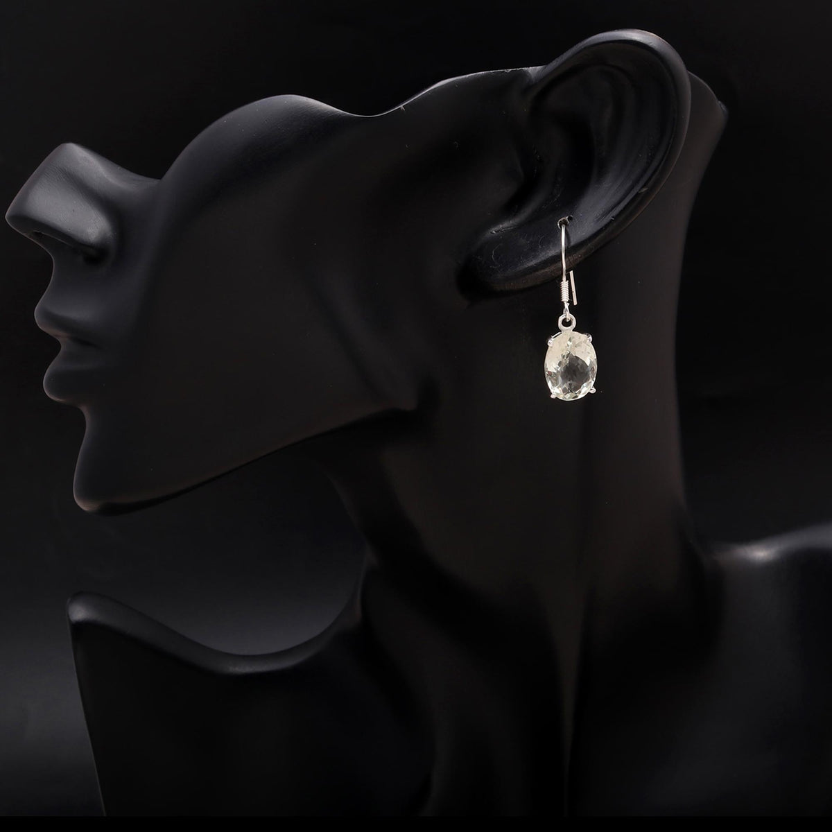 925 Silver Green Amethyst Dangle Earrings