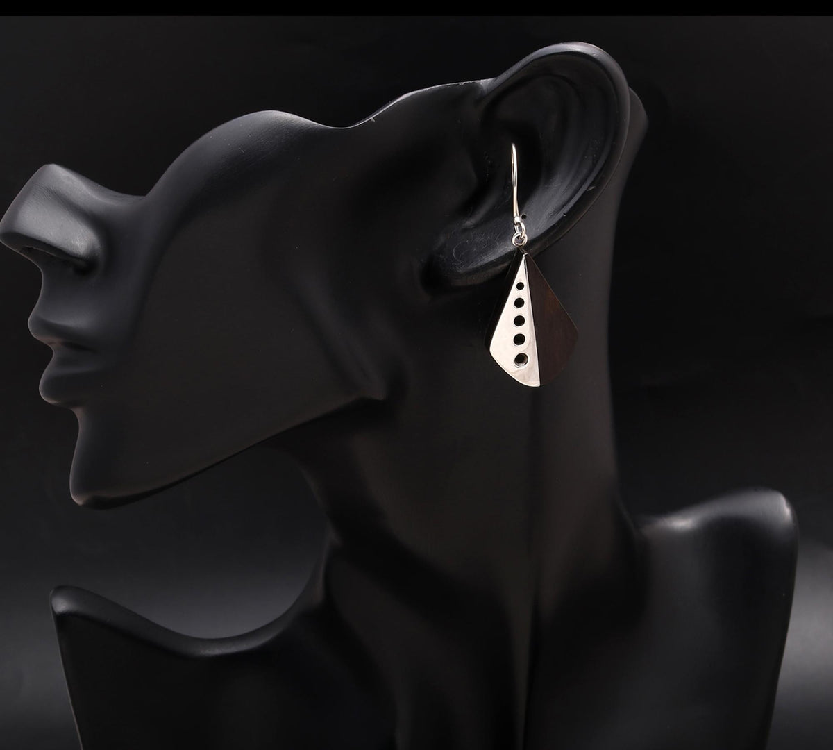 925 Silver Black Wood Dangle Earrings