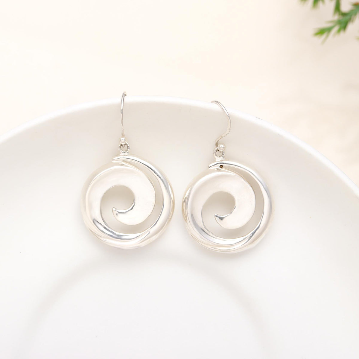 The Sterling Vortex: Silver Spiral Drop Earrings