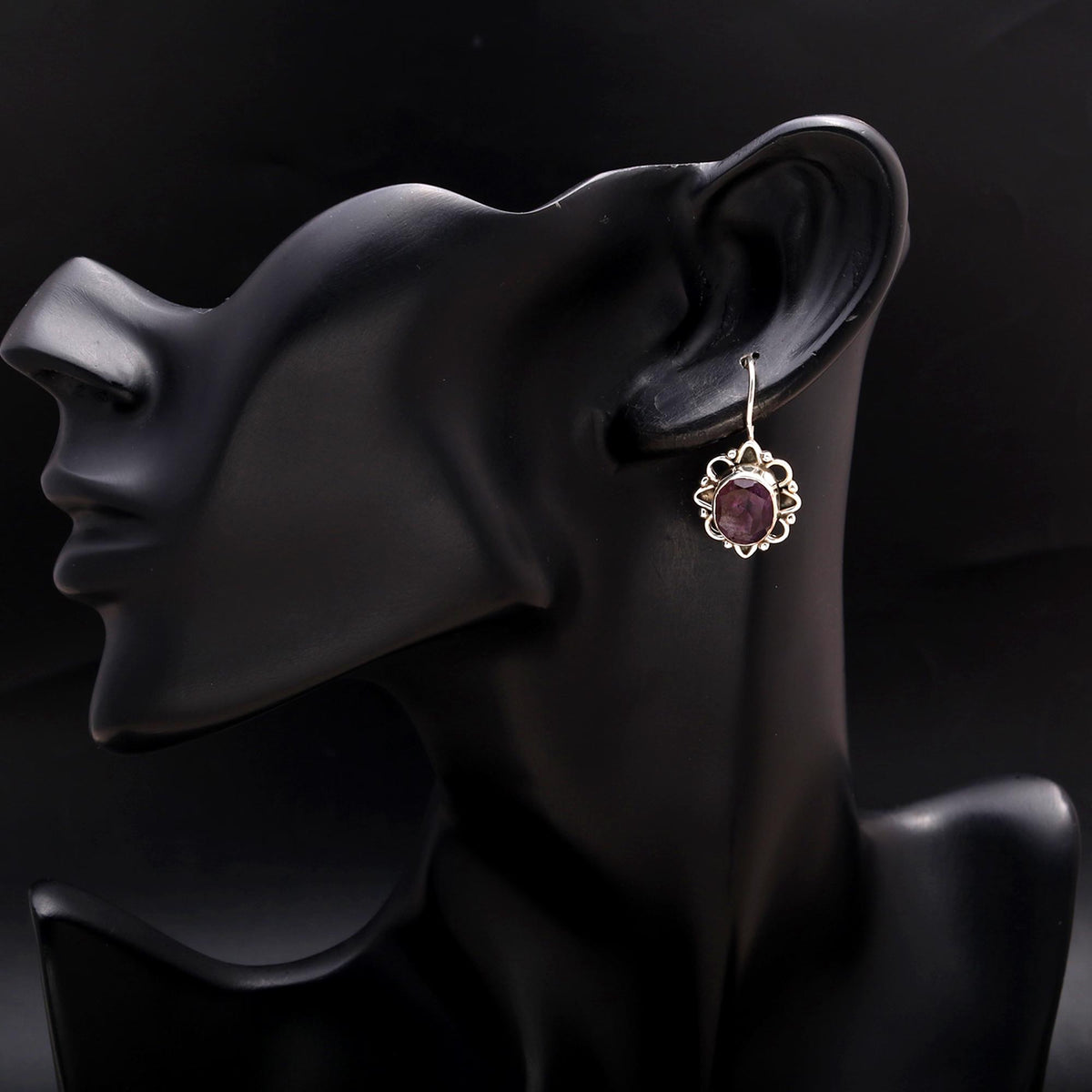 925 Silver Amethyst Filigree Dangle Earrings