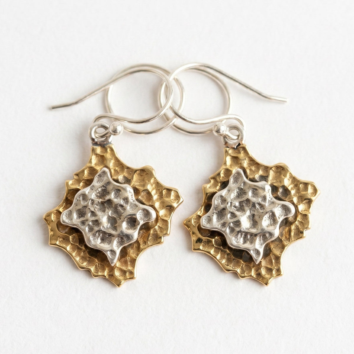 Sterling Silver Textured Mixed Metal Earrings