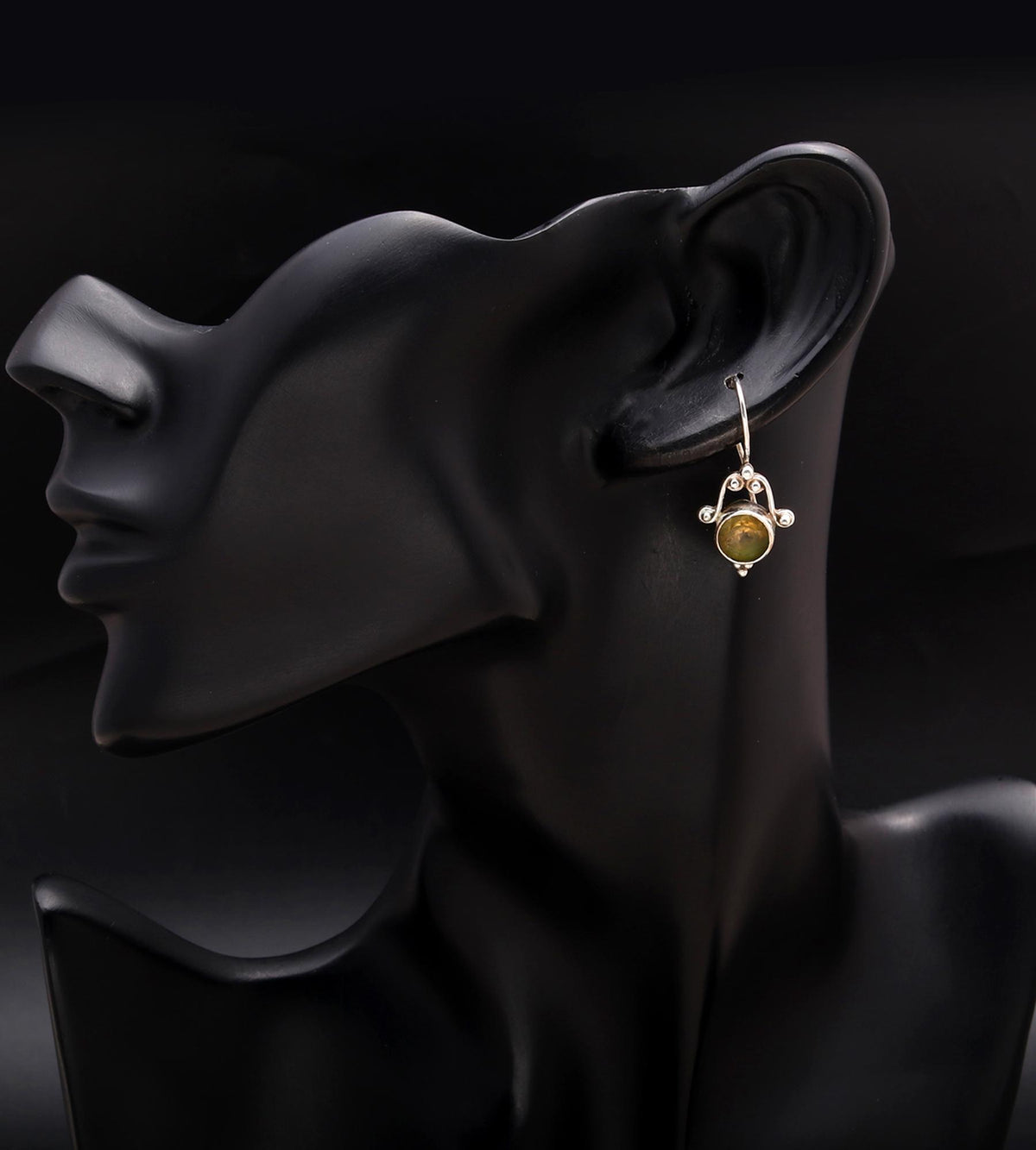 925 Silver Round Citrine Dangle Earrings