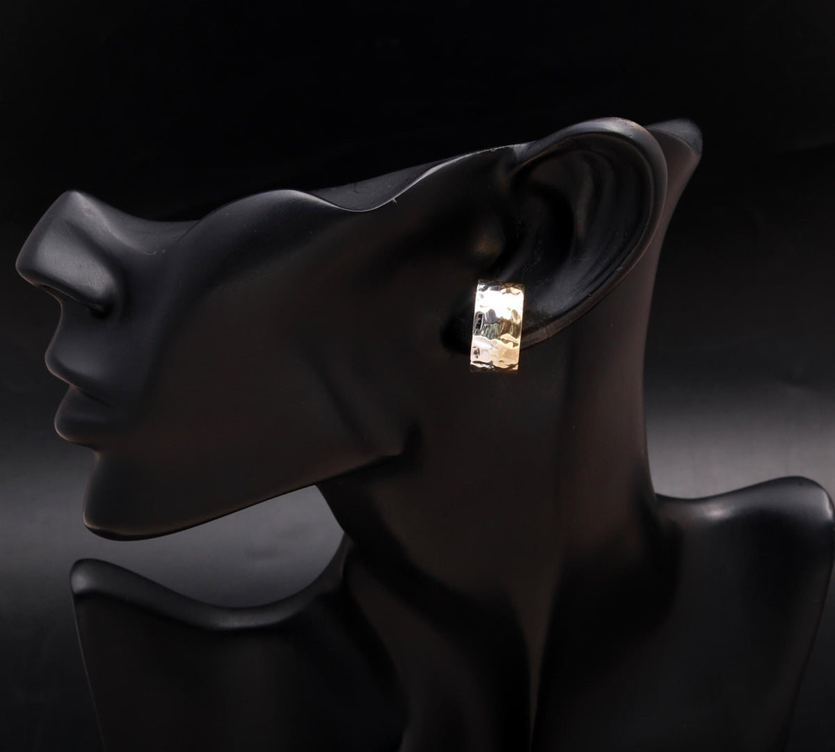 925 Silver Hammered Wide Stud Earrings