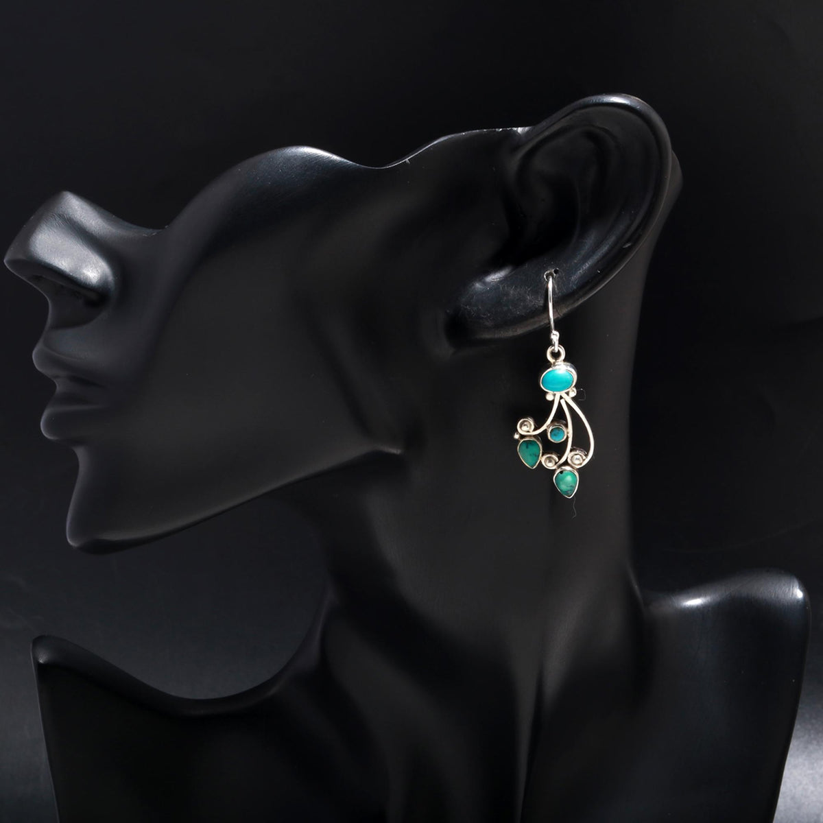 925 Silver Multi Turquoise Dangle Earrings