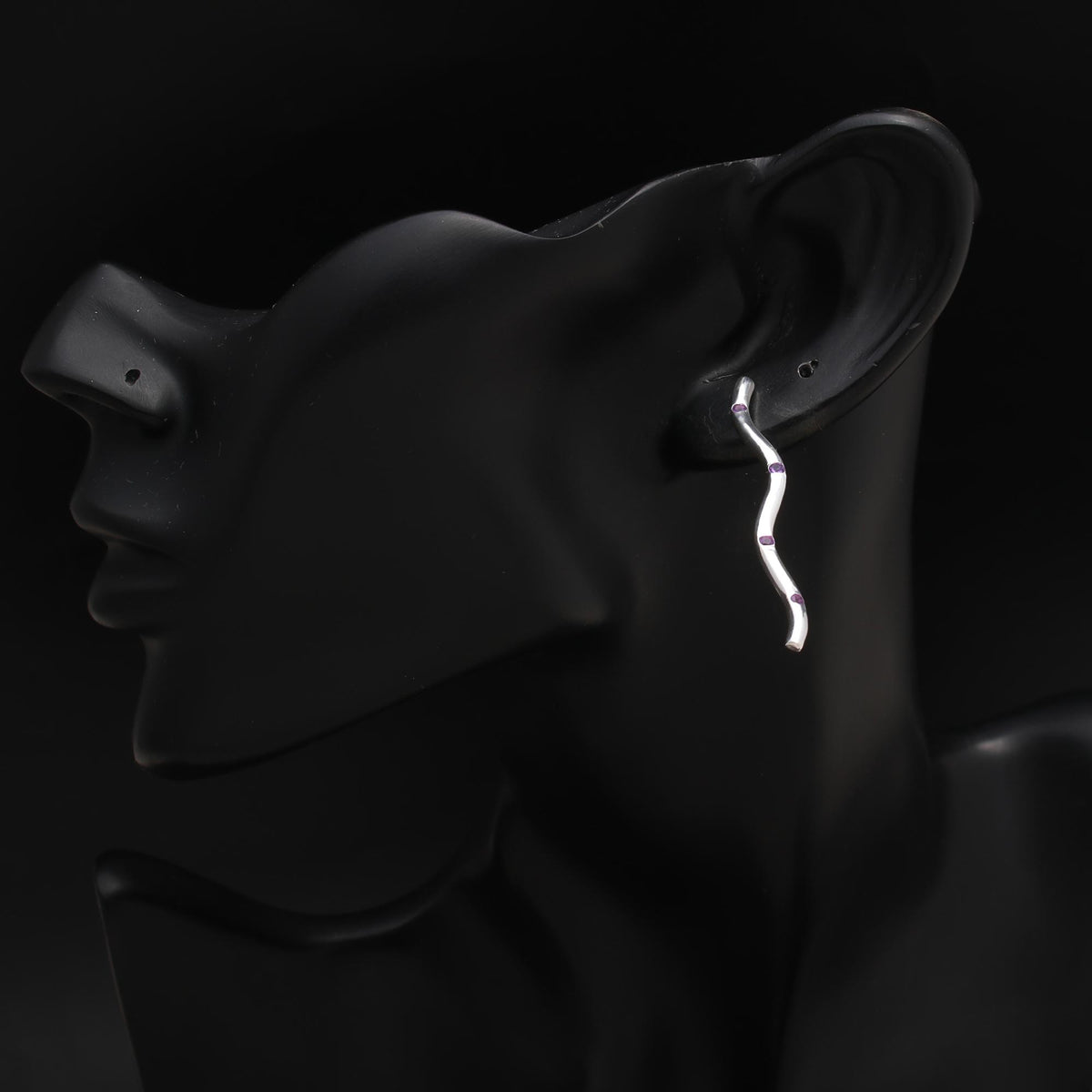 925 Silver Wavy Bar Earrings