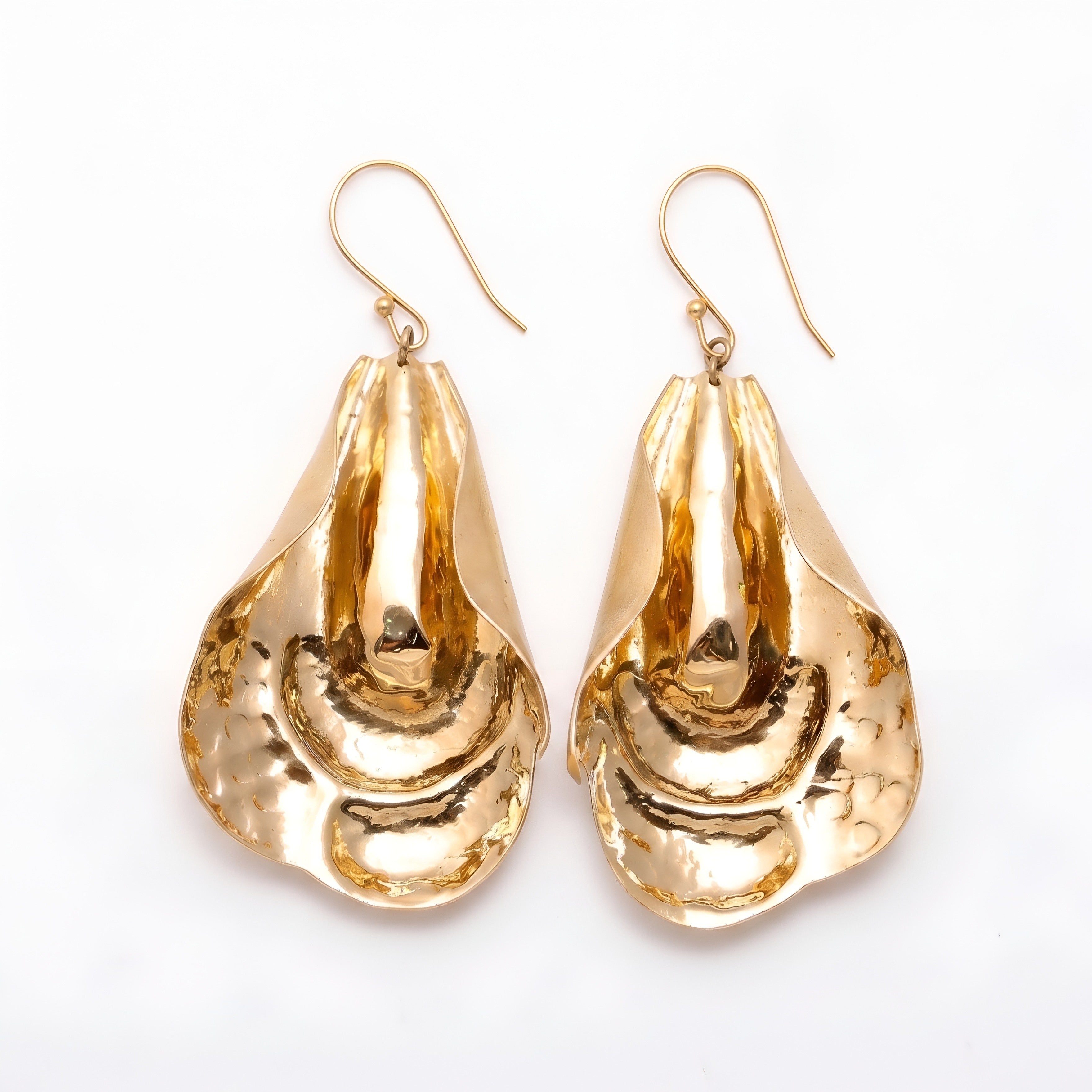 The Golden Lily: Sculptural Molten Gold Petal Earrings