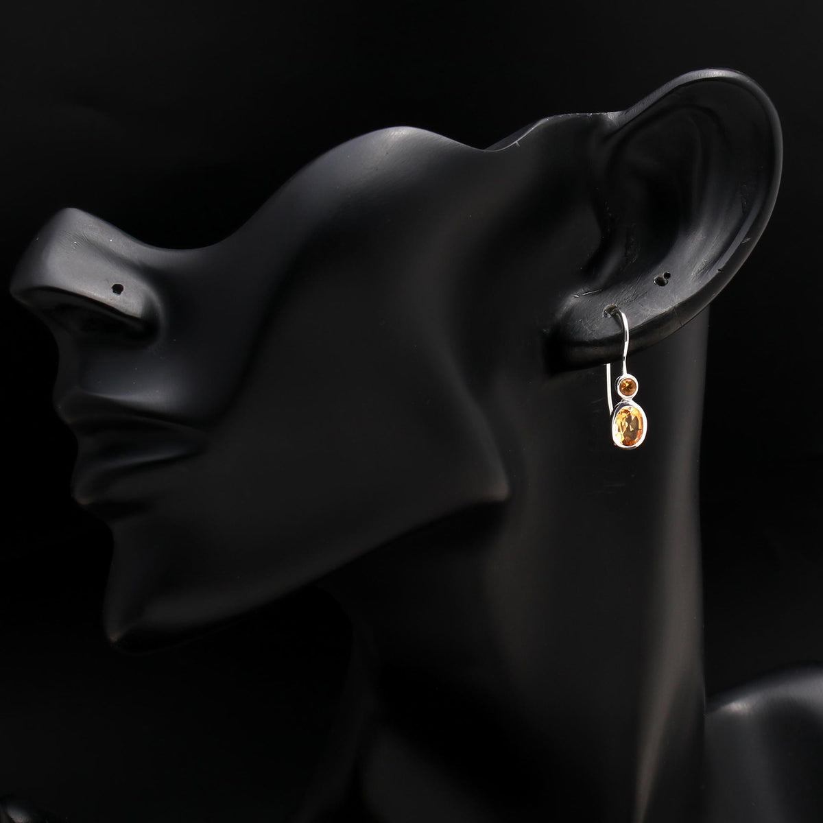 925 Silver Oval Cut Citrine Dangle Earrings