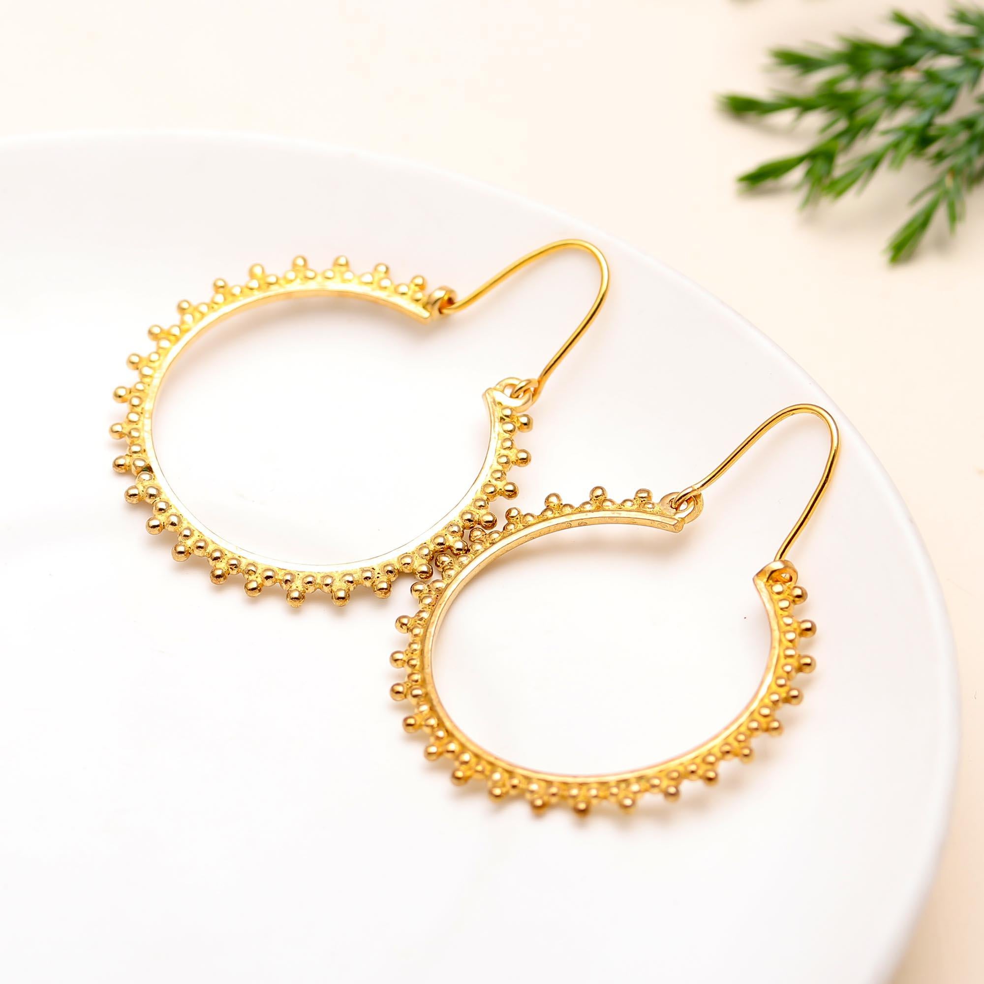 The Golden Halo: Granulated Beaded Hoop Earrings