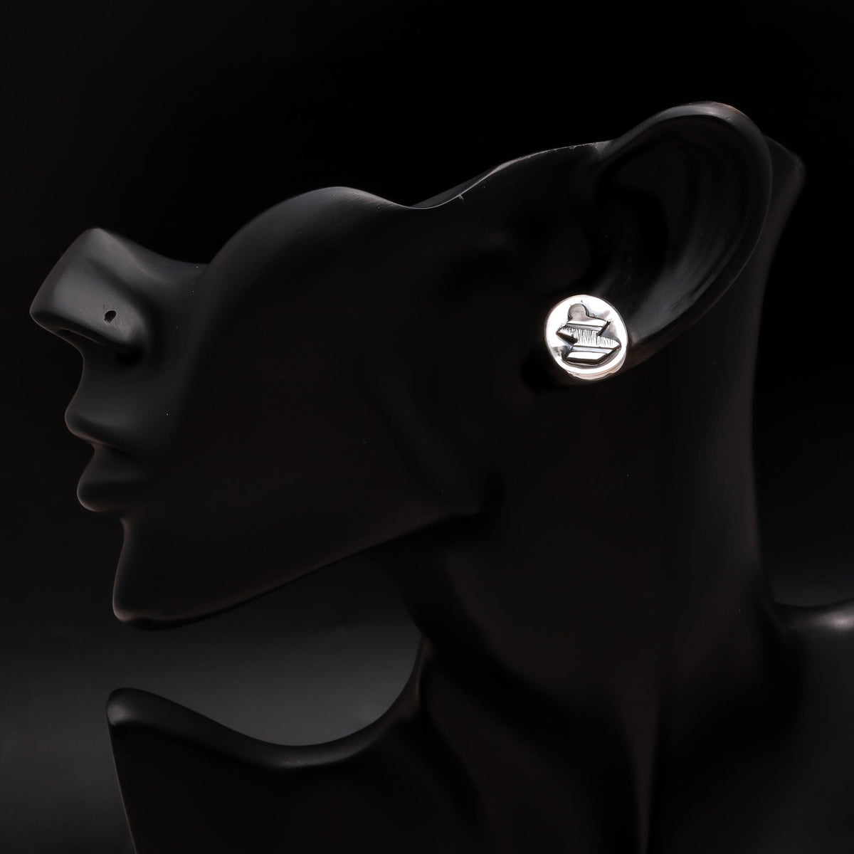 925 Silver Textured Oval Stud Earrings