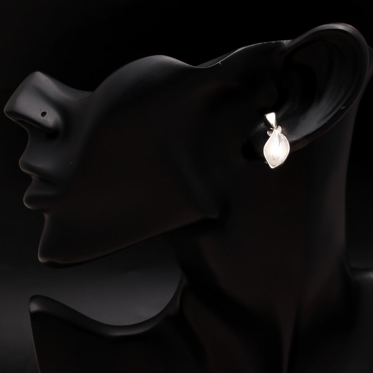 925 Silver Textured Leaf Stud Earrings