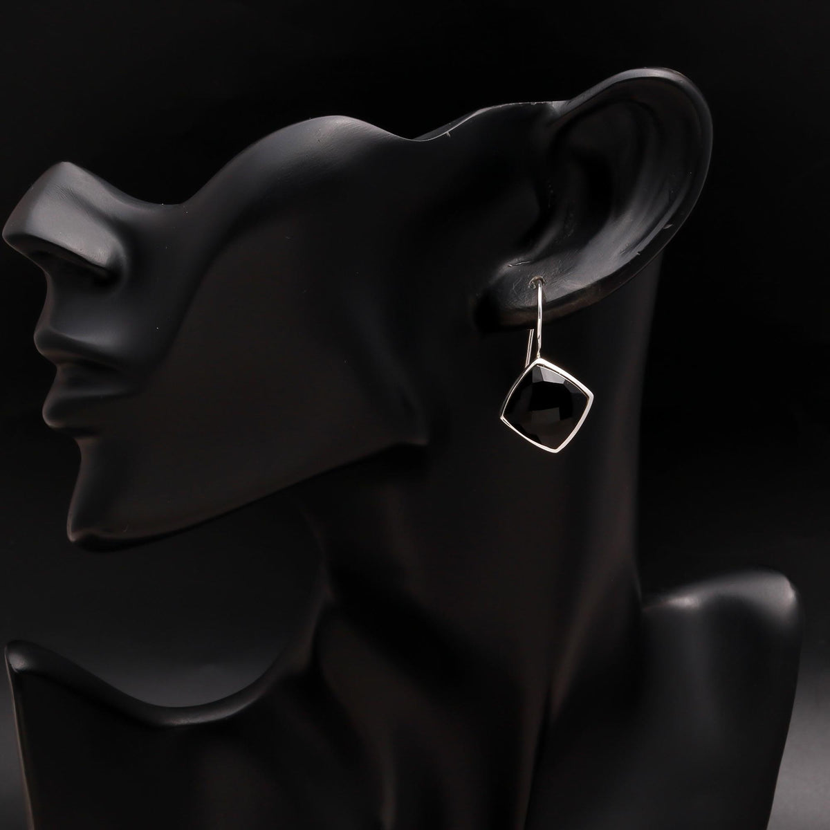 925 Silver Black Onyx Dangle Earrings