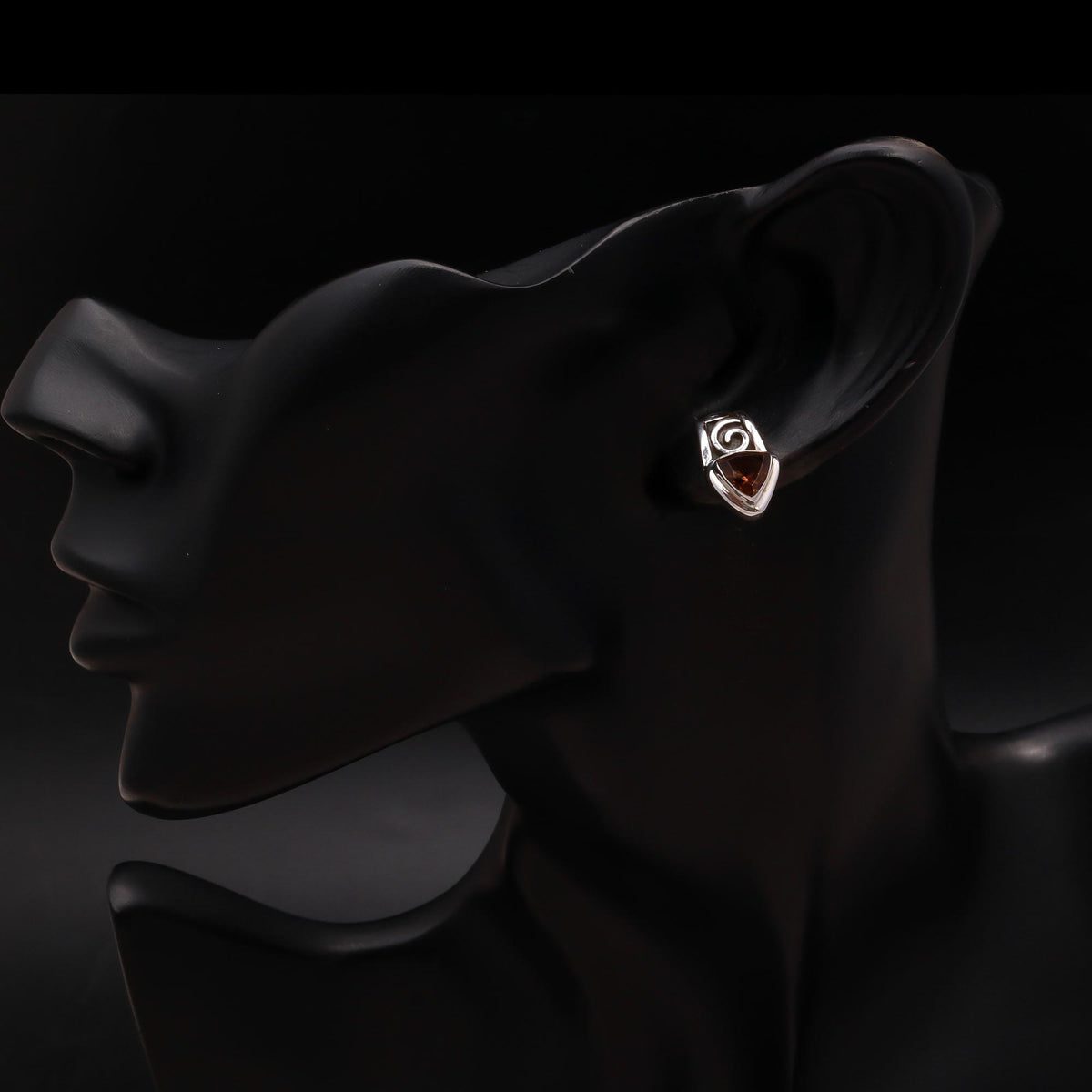 925 Silver Smoky Quartz Swirl Stud Earrings