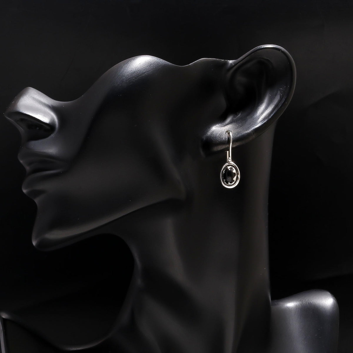 925 Silver Black Onyx Swirl Dangle Earrings