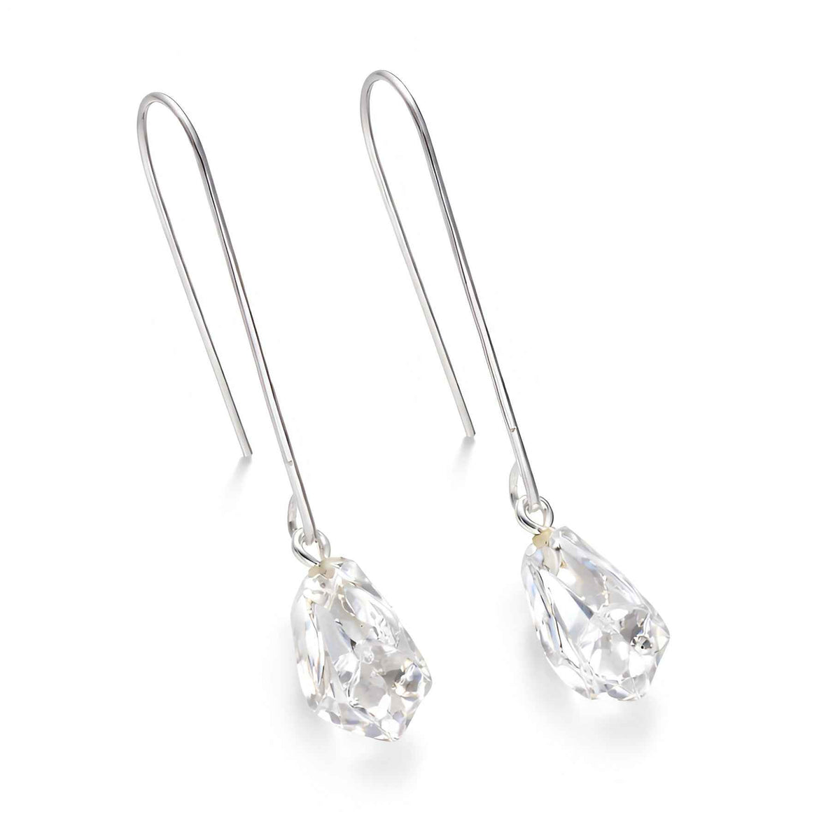 The Arctic Prism: Raw Herkimer Diamond & Silver Arch Earrings