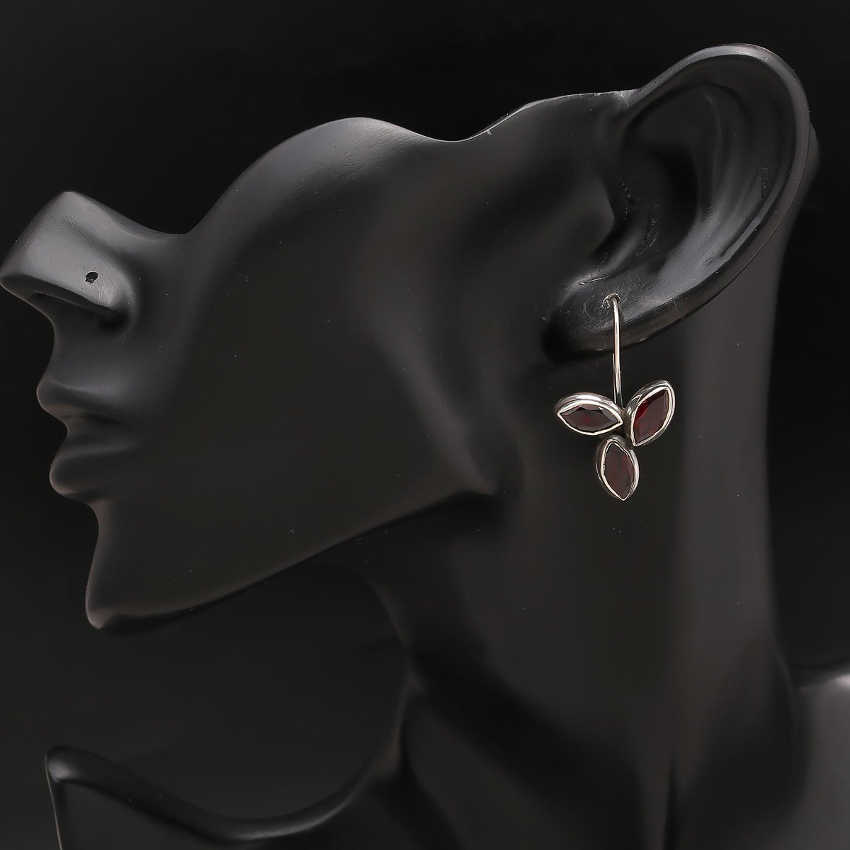925 Silver Triple Stone Dangle Earrings