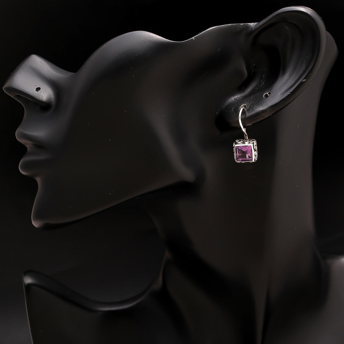 925 Silver Amethyst Dangle Earrings