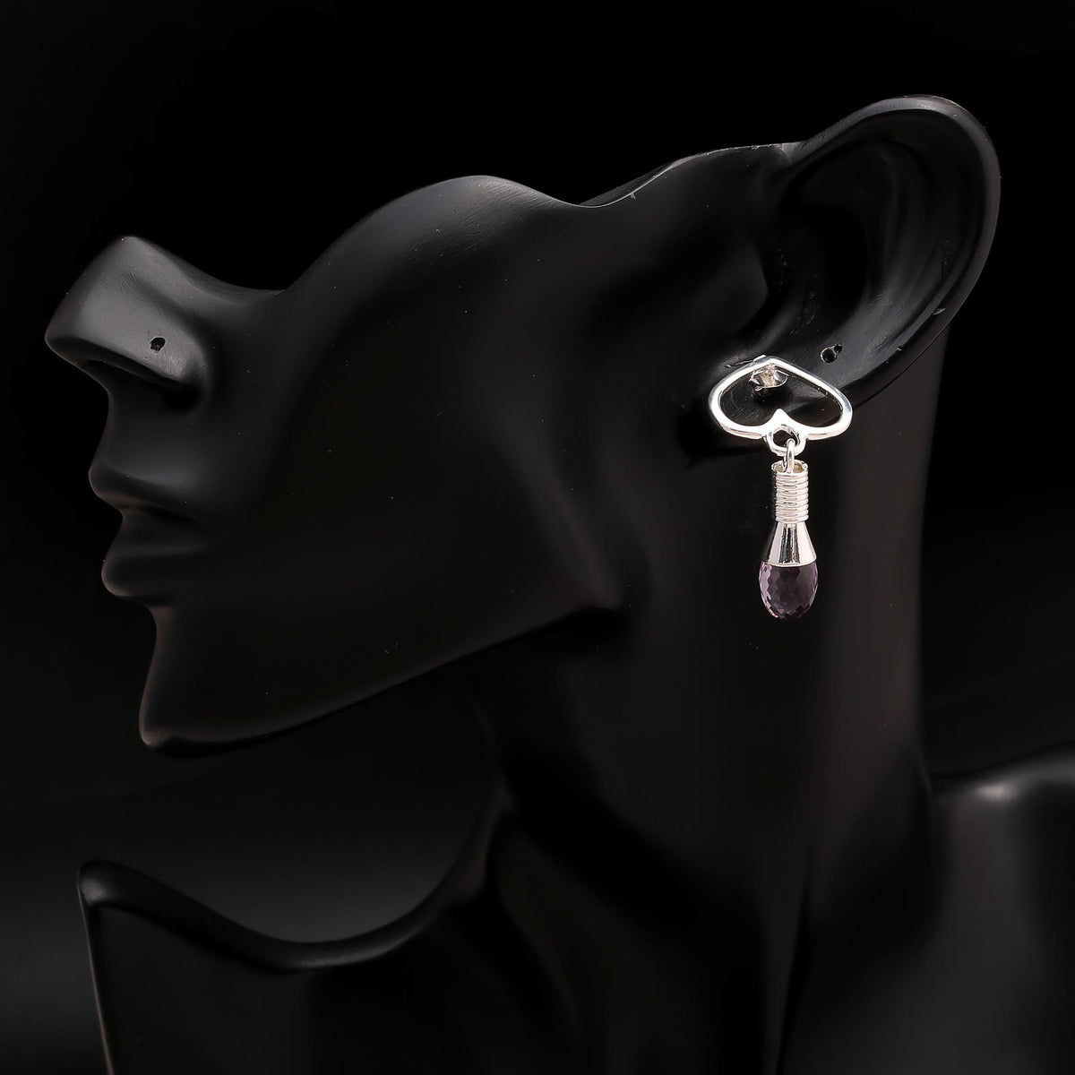 925 Silver Amethyst Bead Drop Earrings
