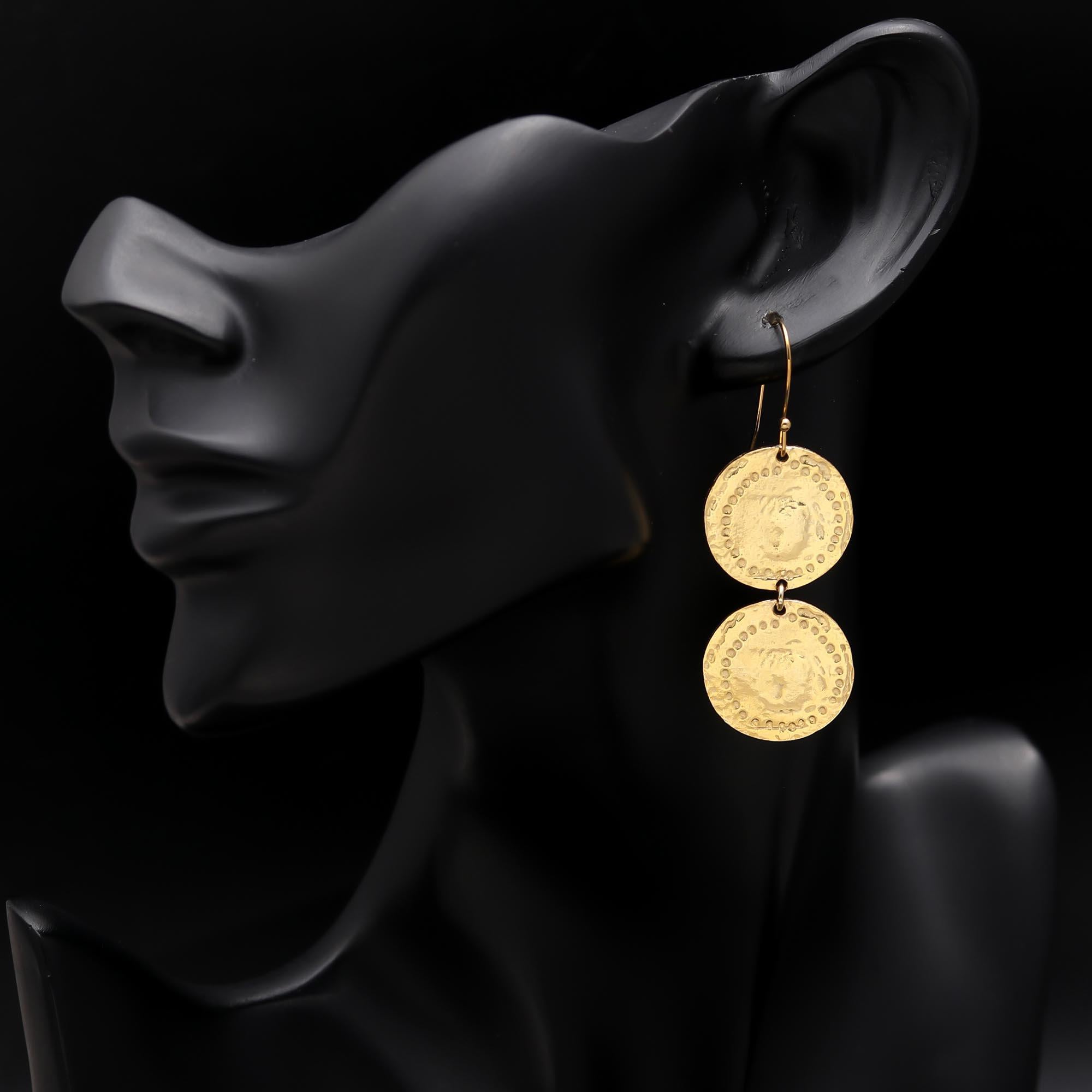 The Gilded Duo: Hammered Gold Coin Earrings