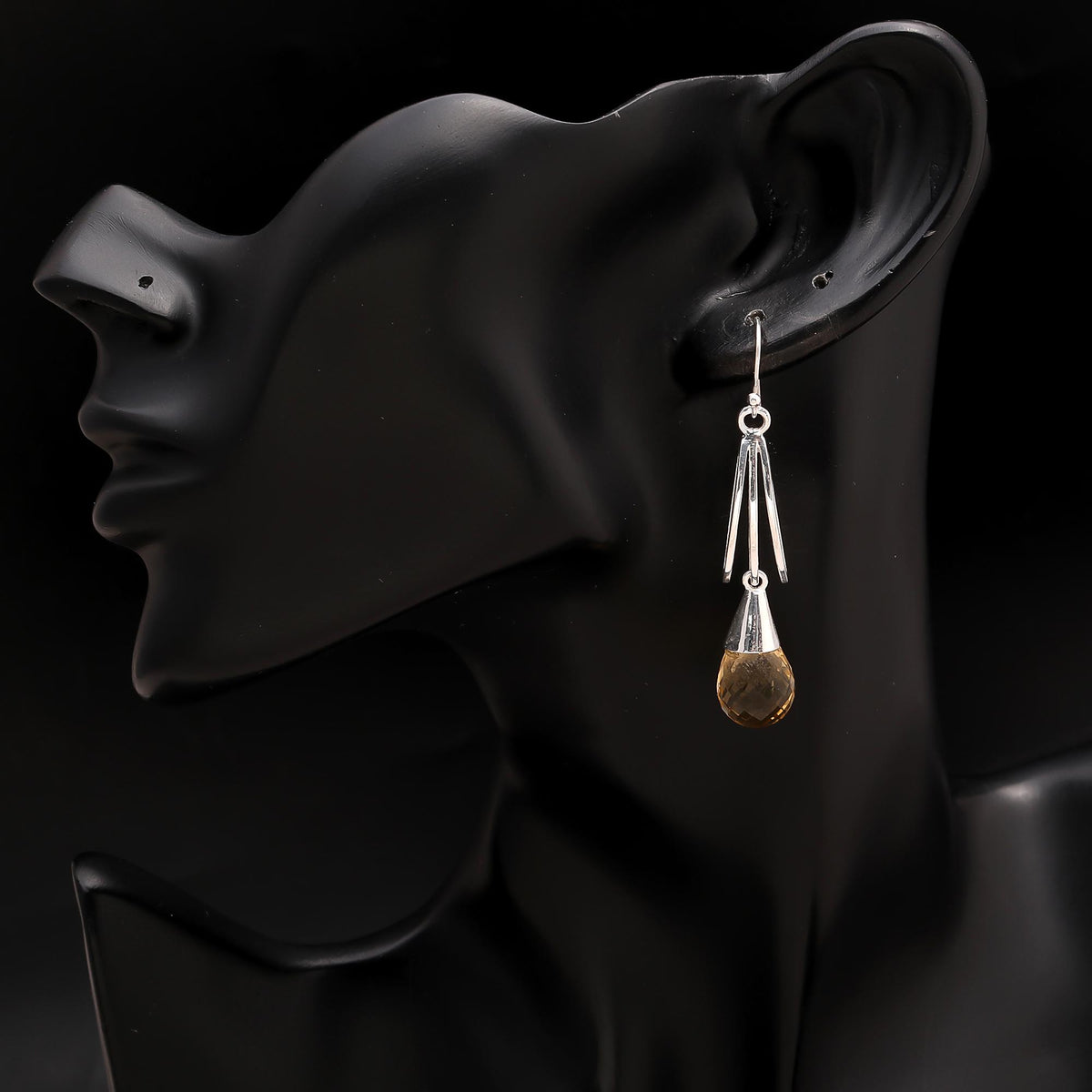 925 Silver Faceted Citrine Dangle Earrings