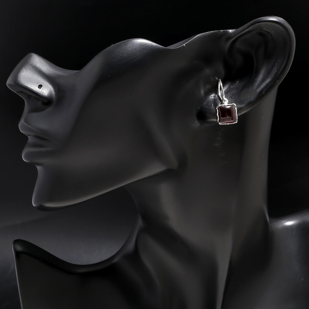 925 Silver Garnet Dangle Earrings