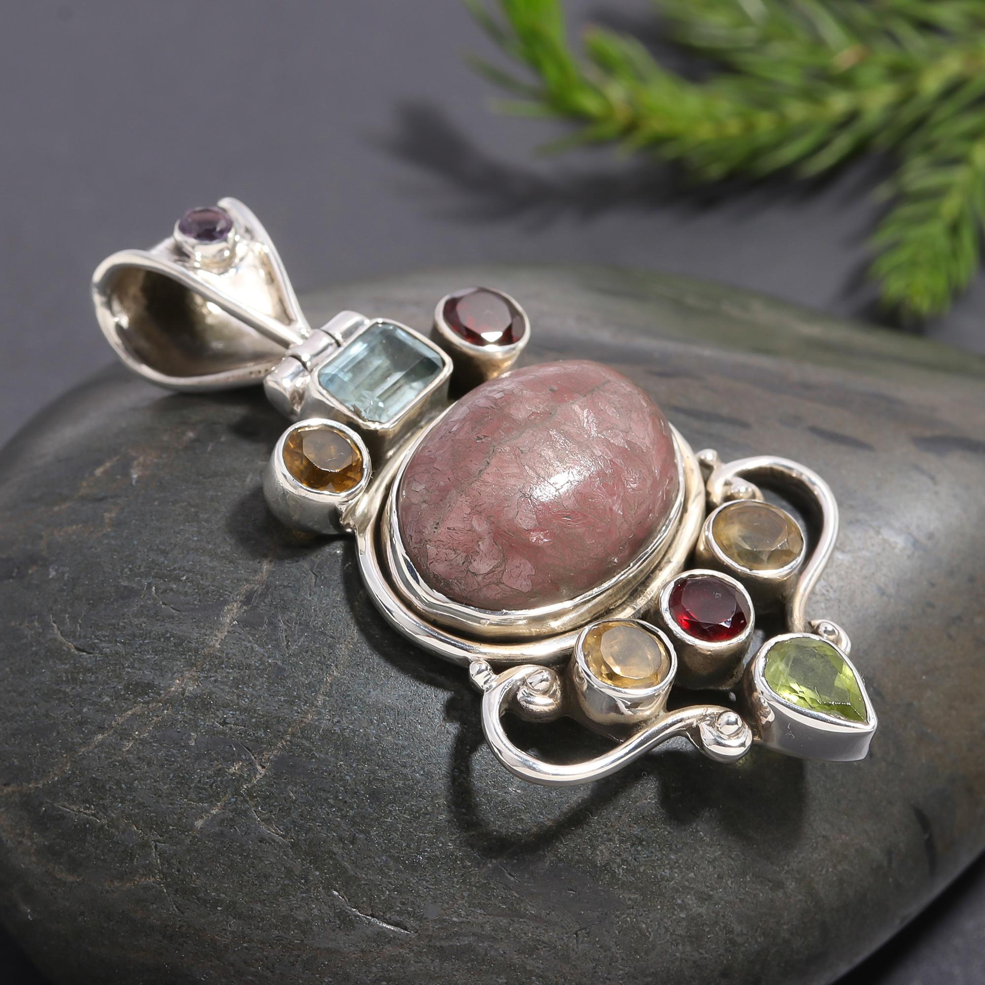 925 Silver Multi Gemstone Pendant