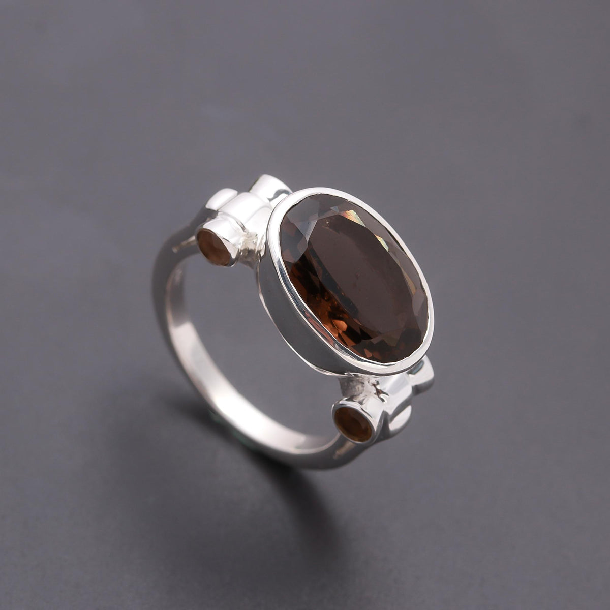 925 Silver Smoky Quartz  Ring