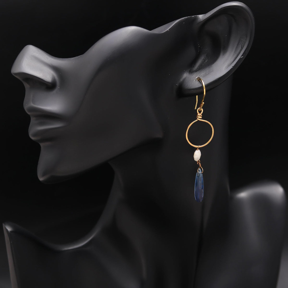 The Azure Horizon: Blue Kyanite & Moonstone Circle Drops