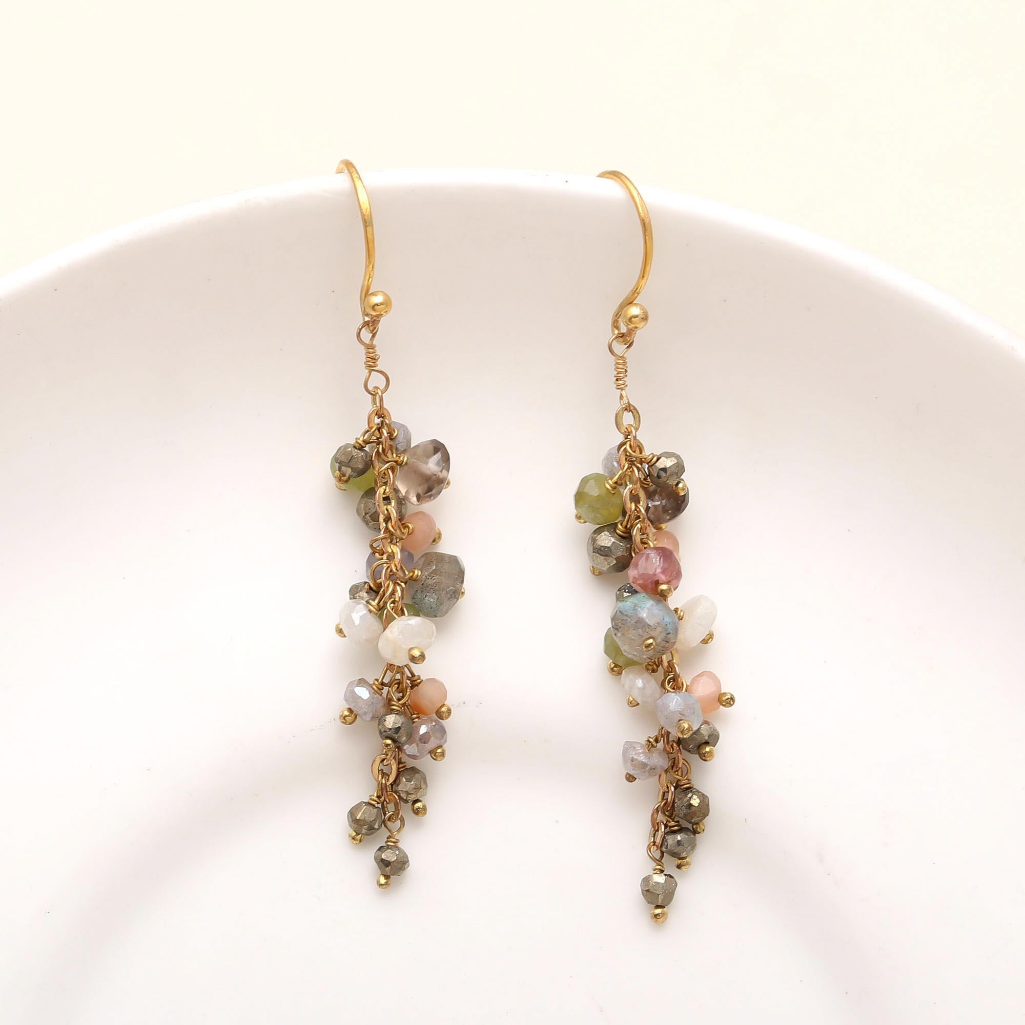 The Harvest Mosaic: Multi-Gemstone Cluster Earrings