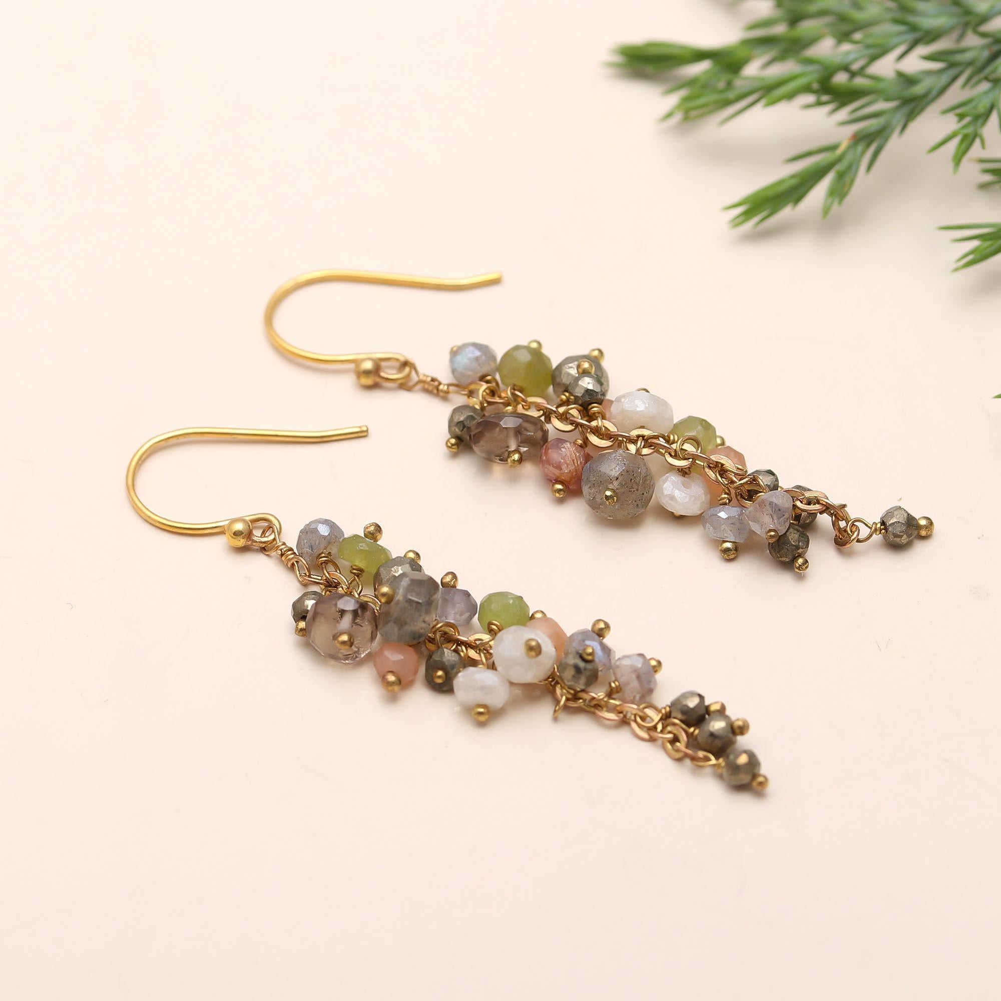 The Harvest Mosaic: Multi-Gemstone Cluster Earrings