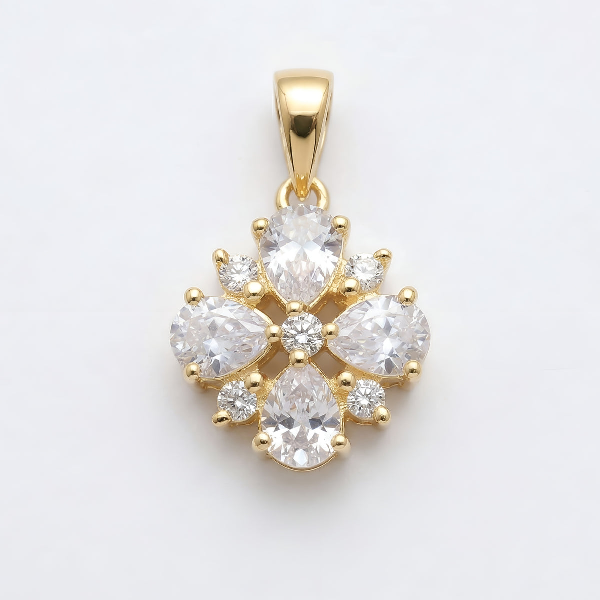 925 Silver Floral Cluster CZ Pendant